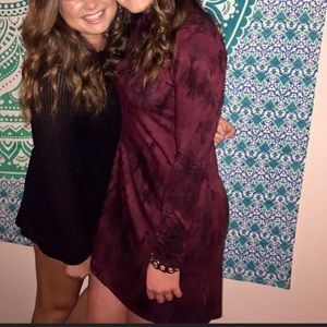 Maroon / burgundy tie dye dress